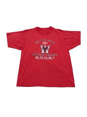 Vintage 1980s Waltrip Rams District Champs Single Stitch T-Shirt Red